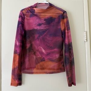 SHEIN Vibrant Pink and Orange Long Sleeve Blouse